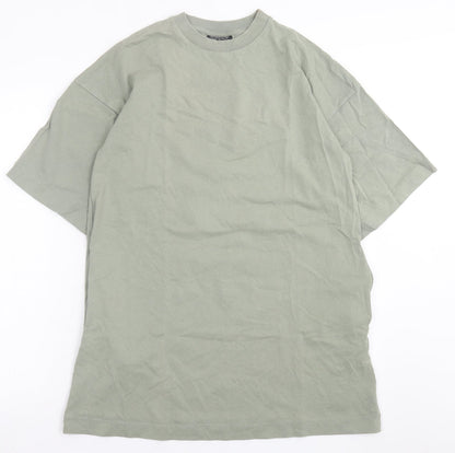 Topshop Womens Green  Cotton T-Shirt Dress  Size XS  Crew Neck Pullover
