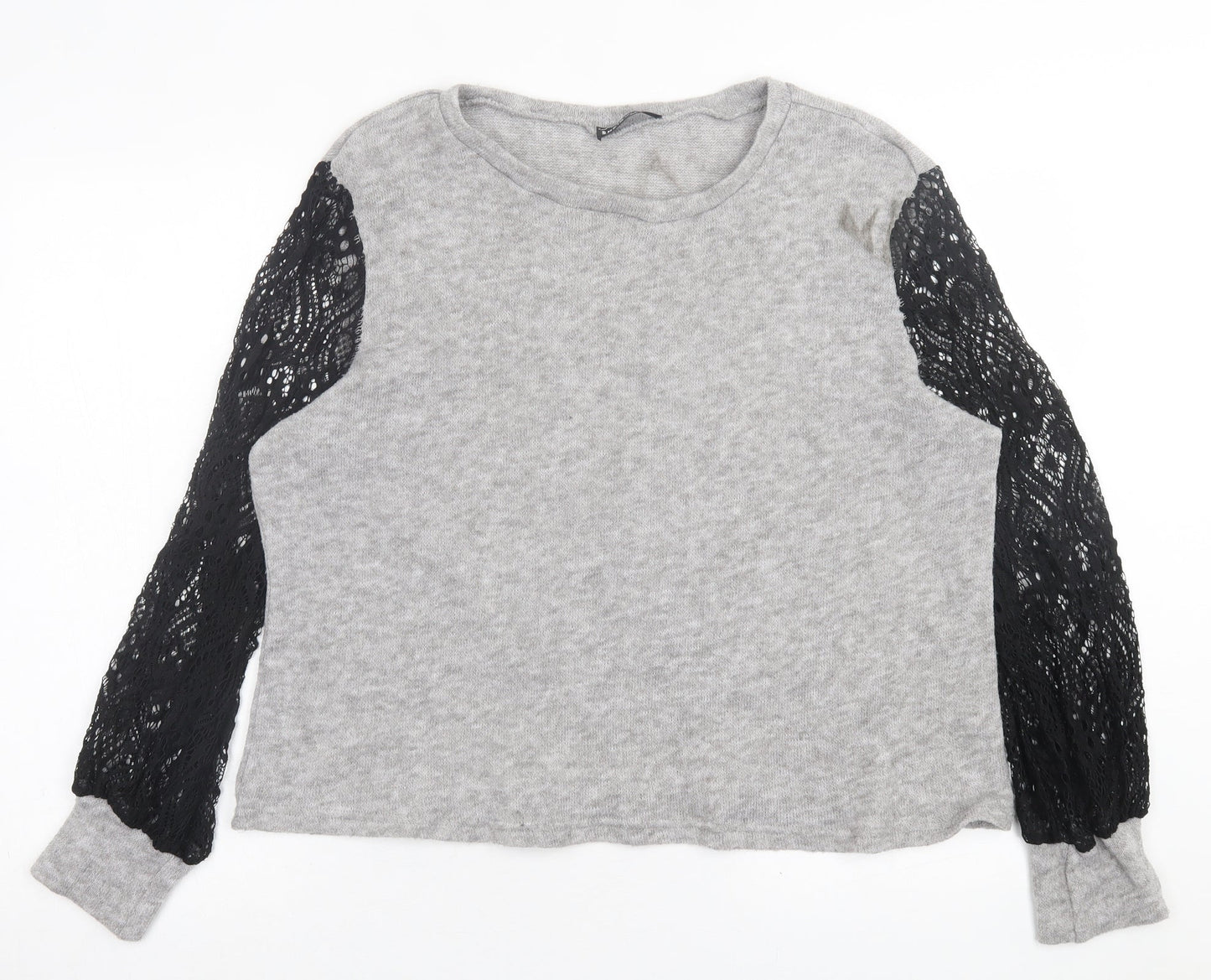 SheIn Womens Grey Crew Neck  Polyester Pullover Jumper Size L