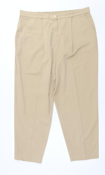 Preworn Womens Beige  Polyester Trousers  Size 18 L26 in Regular Button