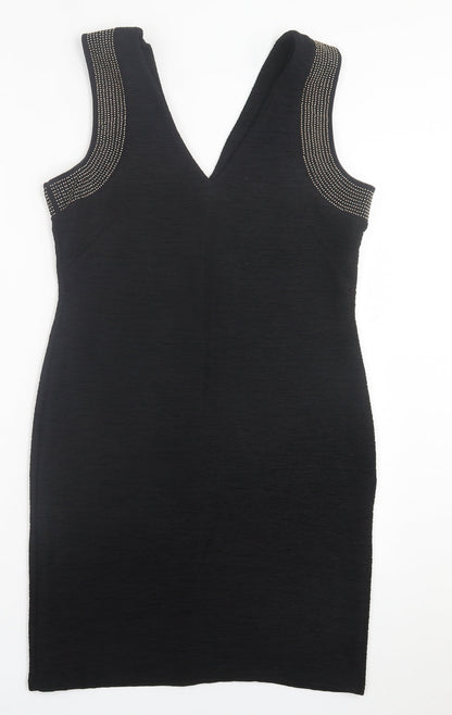 H&M Womens Black  Polyester A-Line  Size M  V-Neck Pullover