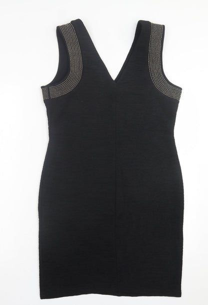 H&M Womens Black  Polyester A-Line  Size M  V-Neck Pullover