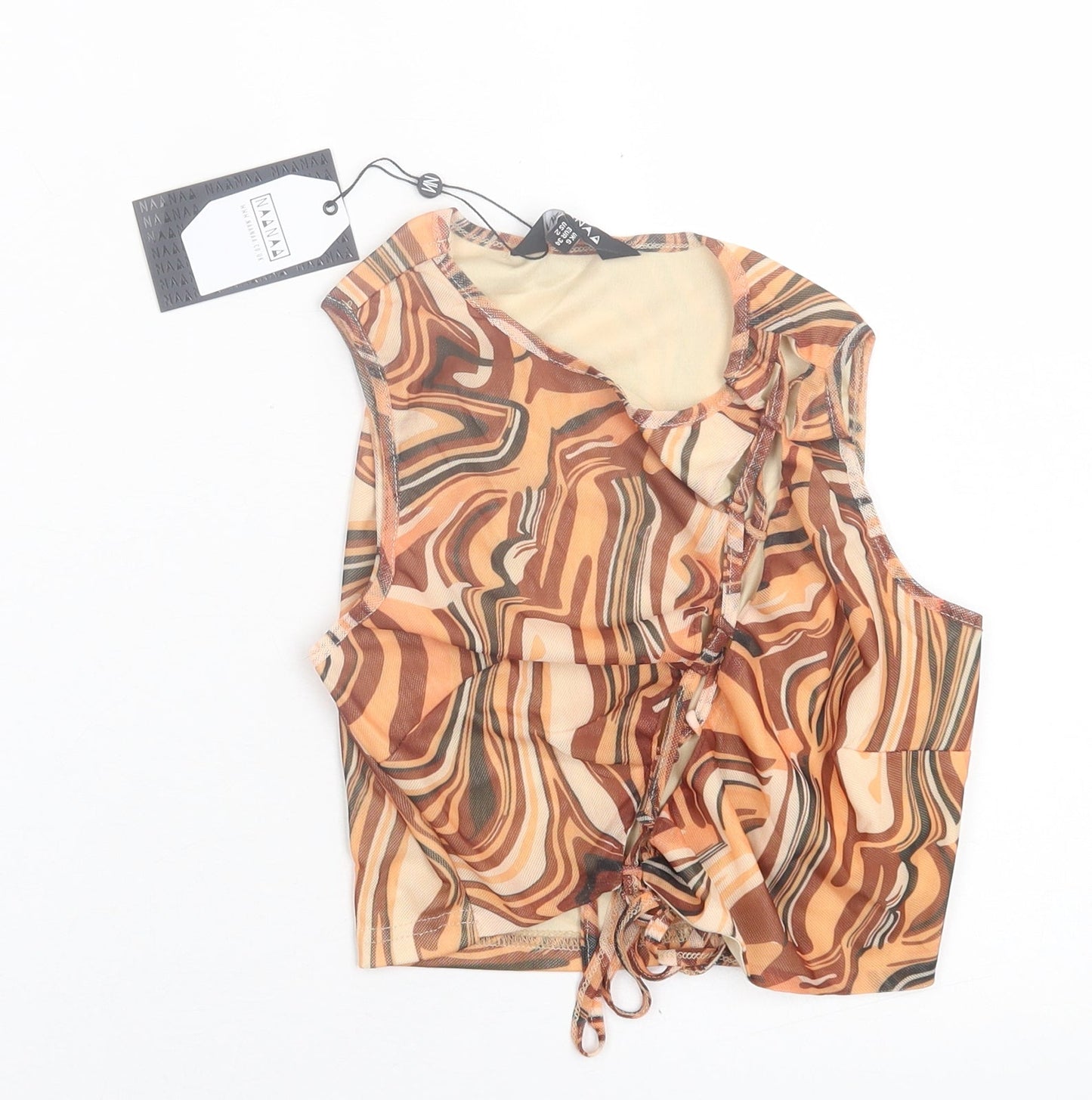 Womens UK Size 6 NaaNaa Brown Cropped Tank