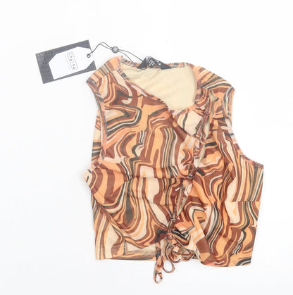 Womens UK Size 6 NaaNaa Brown Cropped Tank