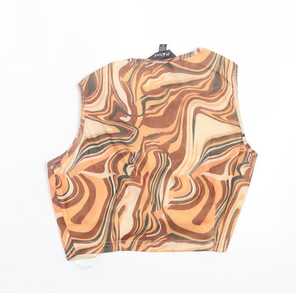 Womens UK Size 6 NaaNaa Brown Cropped Tank