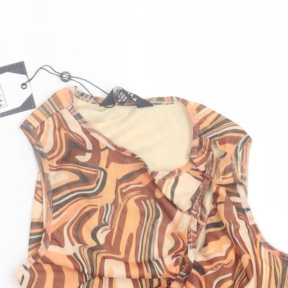 Womens UK Size 6 NaaNaa Brown Cropped Tank