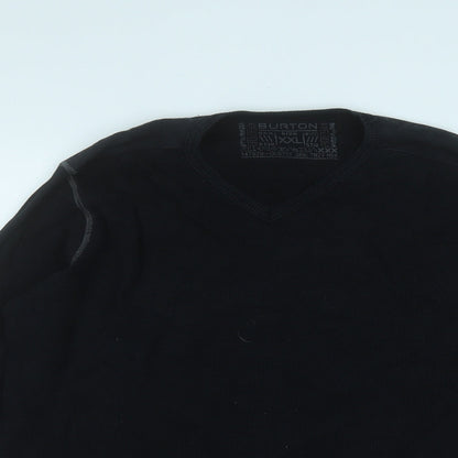 Burton Mens Black Round Neck  Cotton Pullover Jumper Size 2XL   - Ribbed