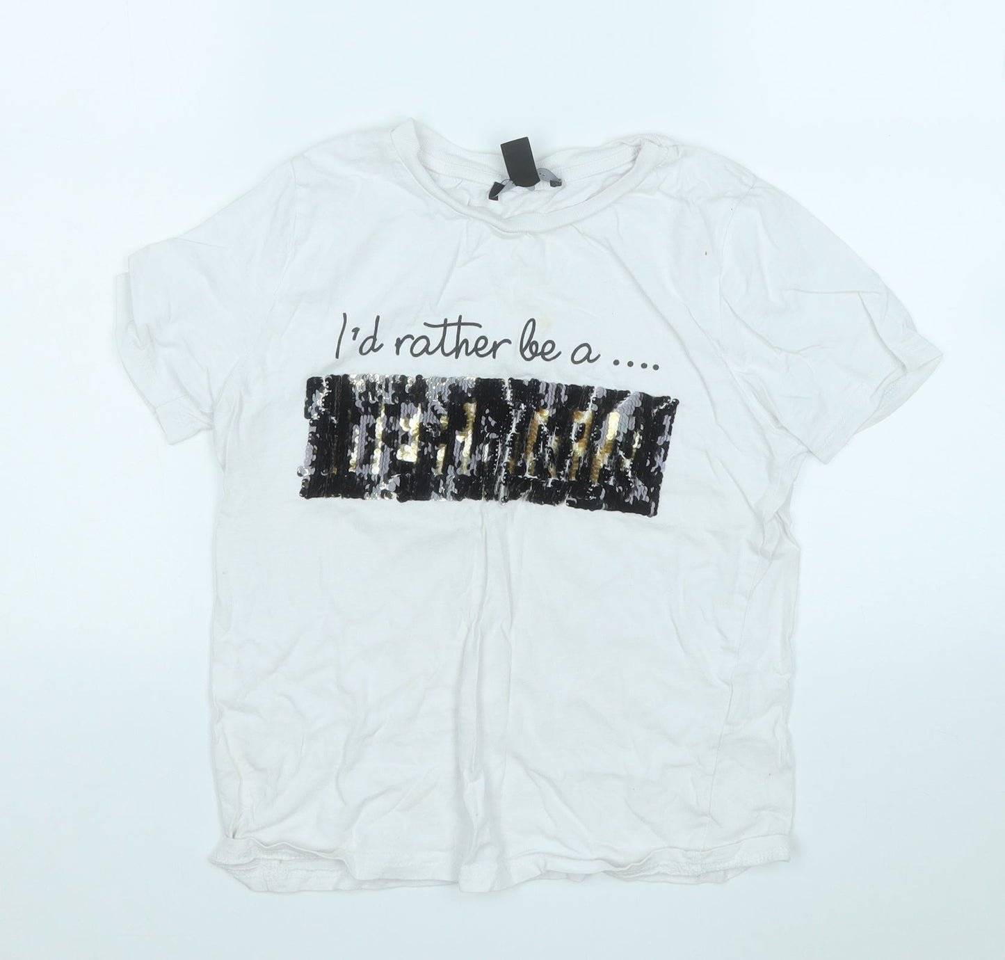 Atmosphere Womens White  Cotton Basic T-Shirt Size 8 Round Neck