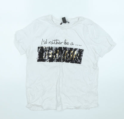 Atmosphere Womens White  Cotton Basic T-Shirt Size 8 Round Neck