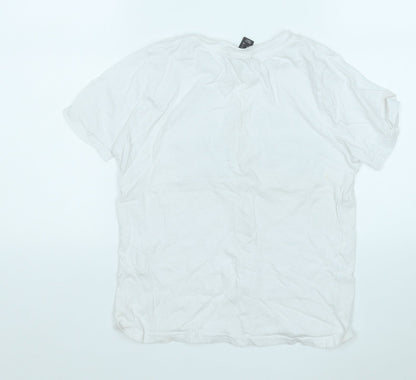 Atmosphere Womens White  Cotton Basic T-Shirt Size 8 Round Neck