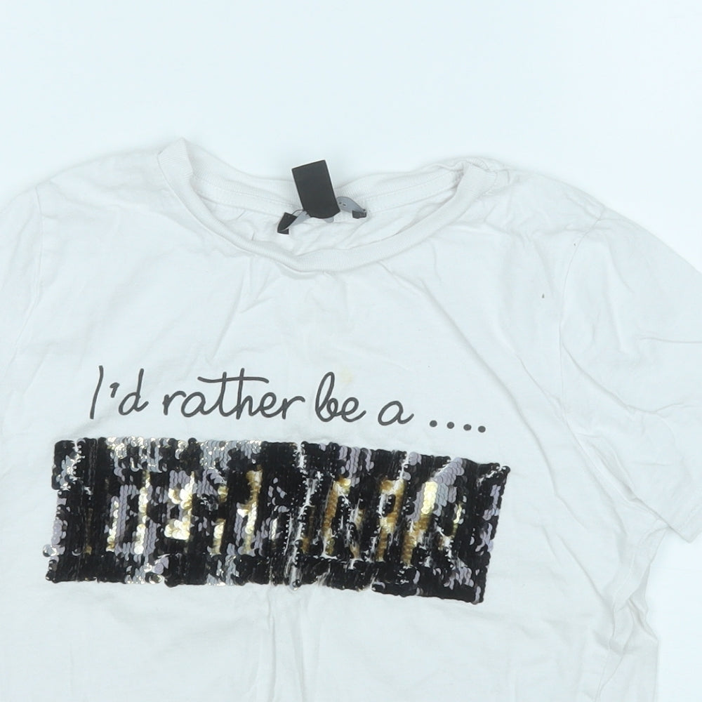 Atmosphere Womens White  Cotton Basic T-Shirt Size 8 Round Neck