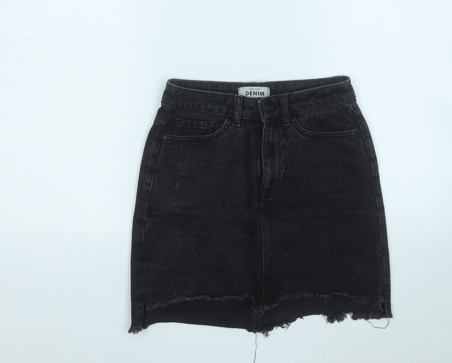 New Look Womens Black  Cotton A-Line Skirt Size 6