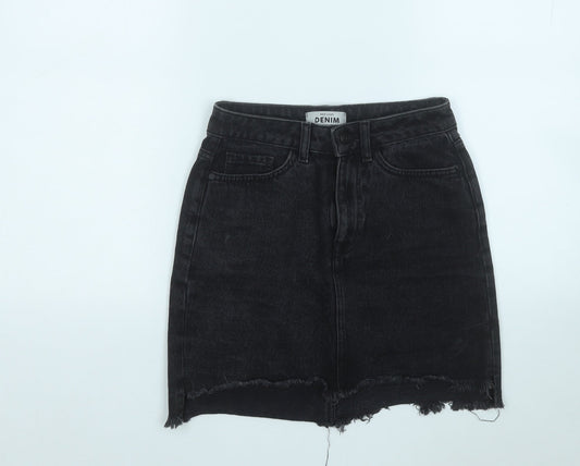 New Look Womens Black  Cotton A-Line Skirt Size 6
