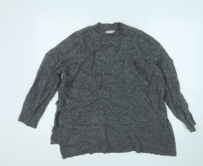 Stradivarius Womens Grey Round Neck  Acrylic Pullover Jumper Size S
