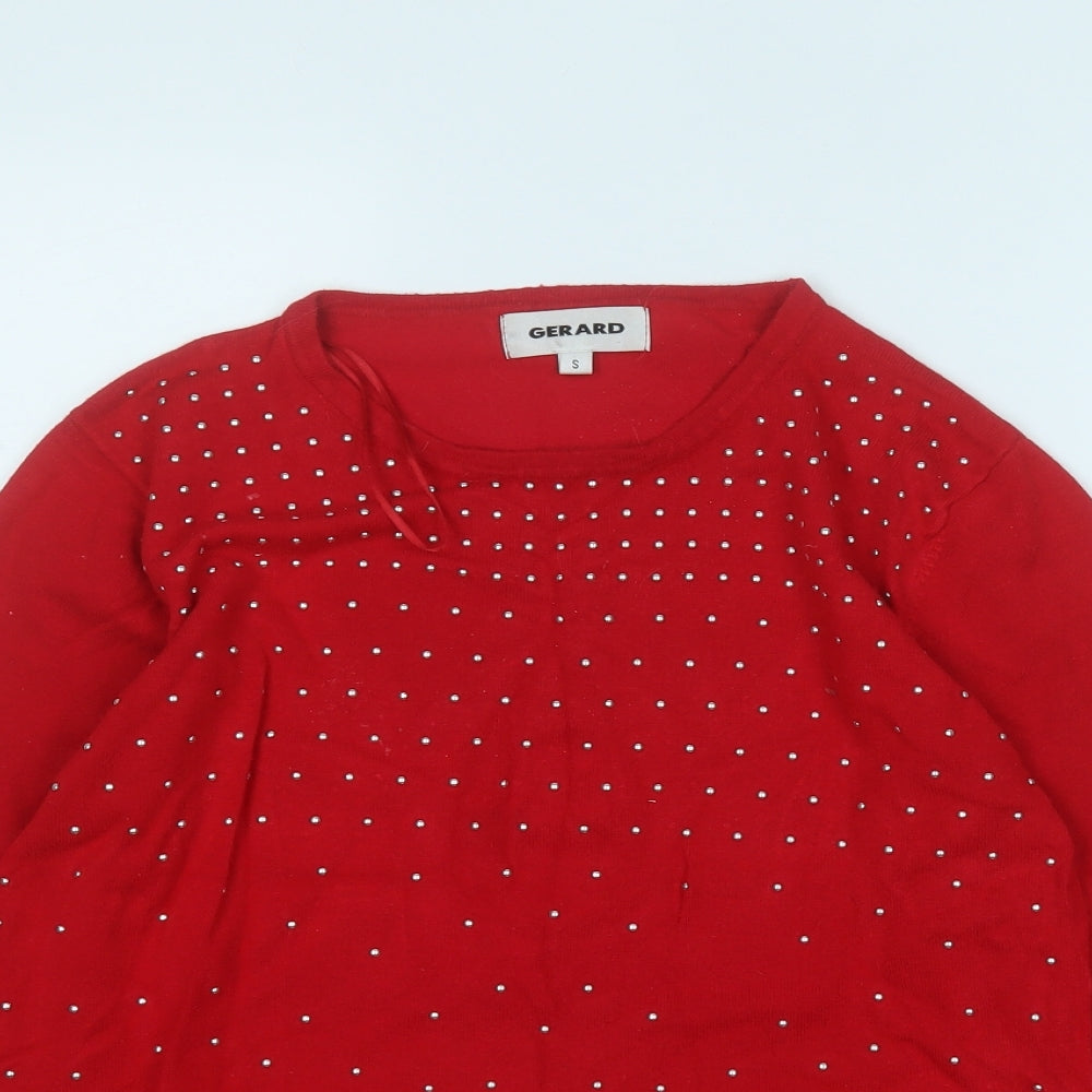 GERARD Womens Red Round Neck  Viscose Pullover Jumper Size S