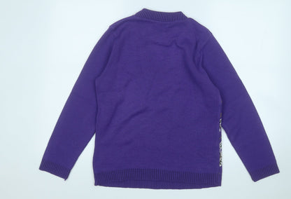 Womens UK Size M Glimpse Design Purple Pullover Jumper
