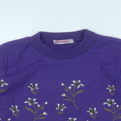 Womens UK Size M Glimpse Design Purple Pullover Jumper