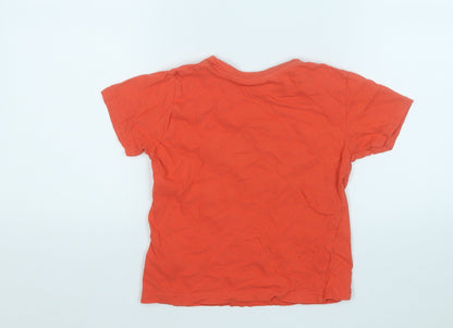 Primark Boys Orange  Cotton Basic T-Shirt Size 5-6 Years Round Neck  - Totally Awesome