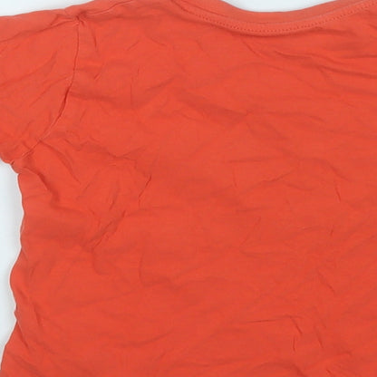 Primark Boys Orange  Cotton Basic T-Shirt Size 5-6 Years Round Neck  - Totally Awesome