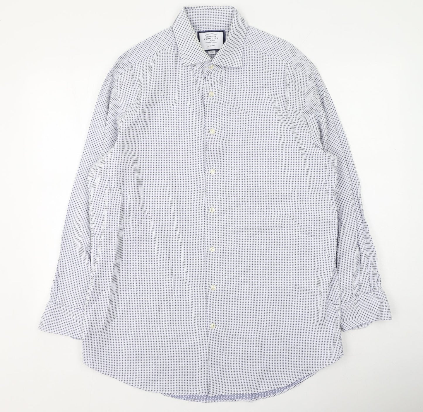 Mens UK Size 42 Charles Tyrwhitt Blue  Button-Up Long Sleeve Casual Shirt