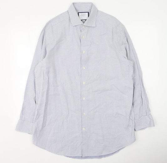 Mens UK Size 42 Charles Tyrwhitt Blue  Button-Up Long Sleeve Casual Shirt