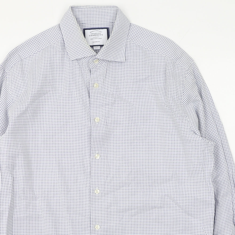 Mens UK Size 42 Charles Tyrwhitt Blue  Button-Up Long Sleeve Casual Shirt