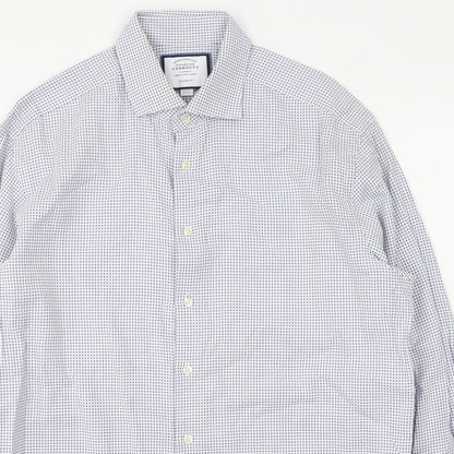 Mens UK Size 42 Charles Tyrwhitt Blue  Button-Up Long Sleeve Casual Shirt