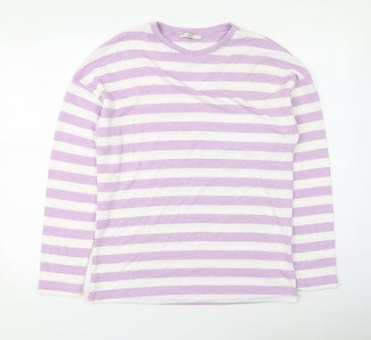 George  Womens Multicoloured Round Neck Striped Polyester Pullover Jumper Size 14