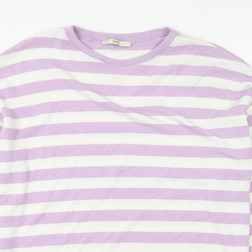 George  Womens Multicoloured Round Neck Striped Polyester Pullover Jumper Size 14