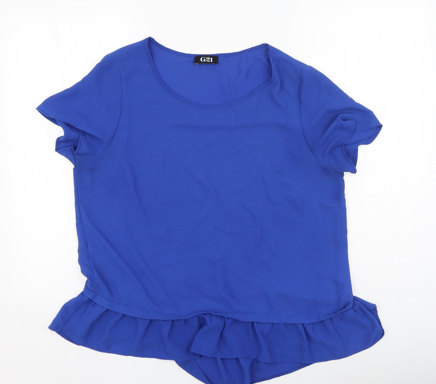 George  Womens Blue  Polyester Basic Blouse Size 16 Round Neck