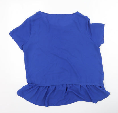 George  Womens Blue  Polyester Basic Blouse Size 16 Round Neck