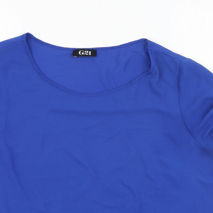 George  Womens Blue  Polyester Basic Blouse Size 16 Round Neck