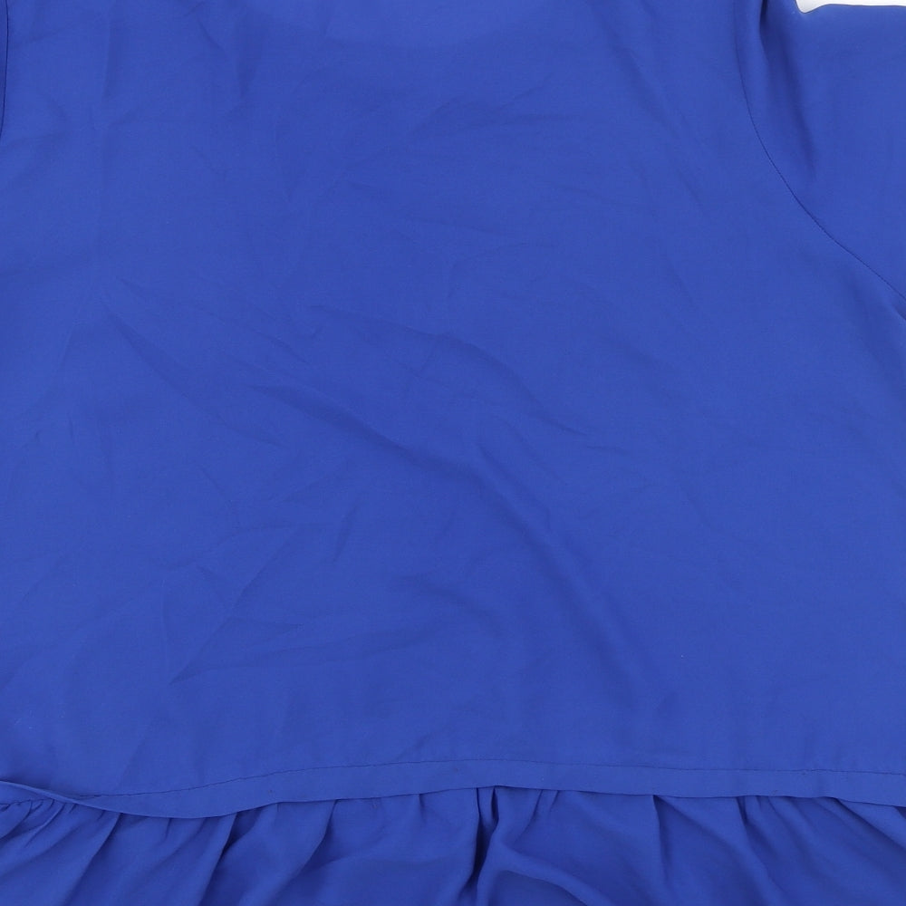 George  Womens Blue  Polyester Basic Blouse Size 16 Round Neck