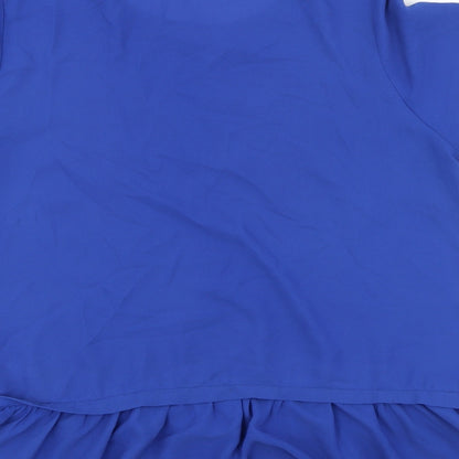 George  Womens Blue  Polyester Basic Blouse Size 16 Round Neck