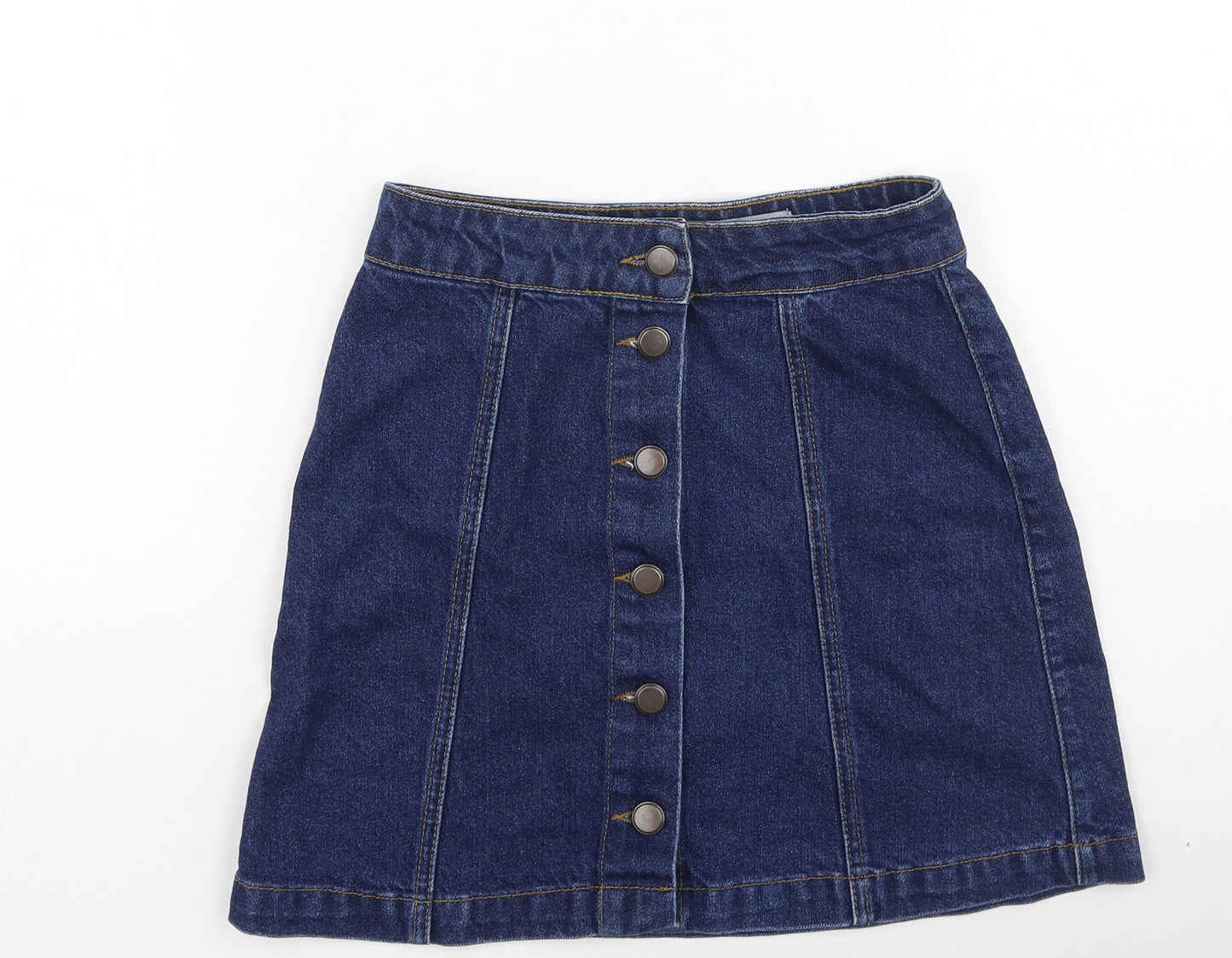 New Look Womens Blue  Cotton Mini Skirt Size 6