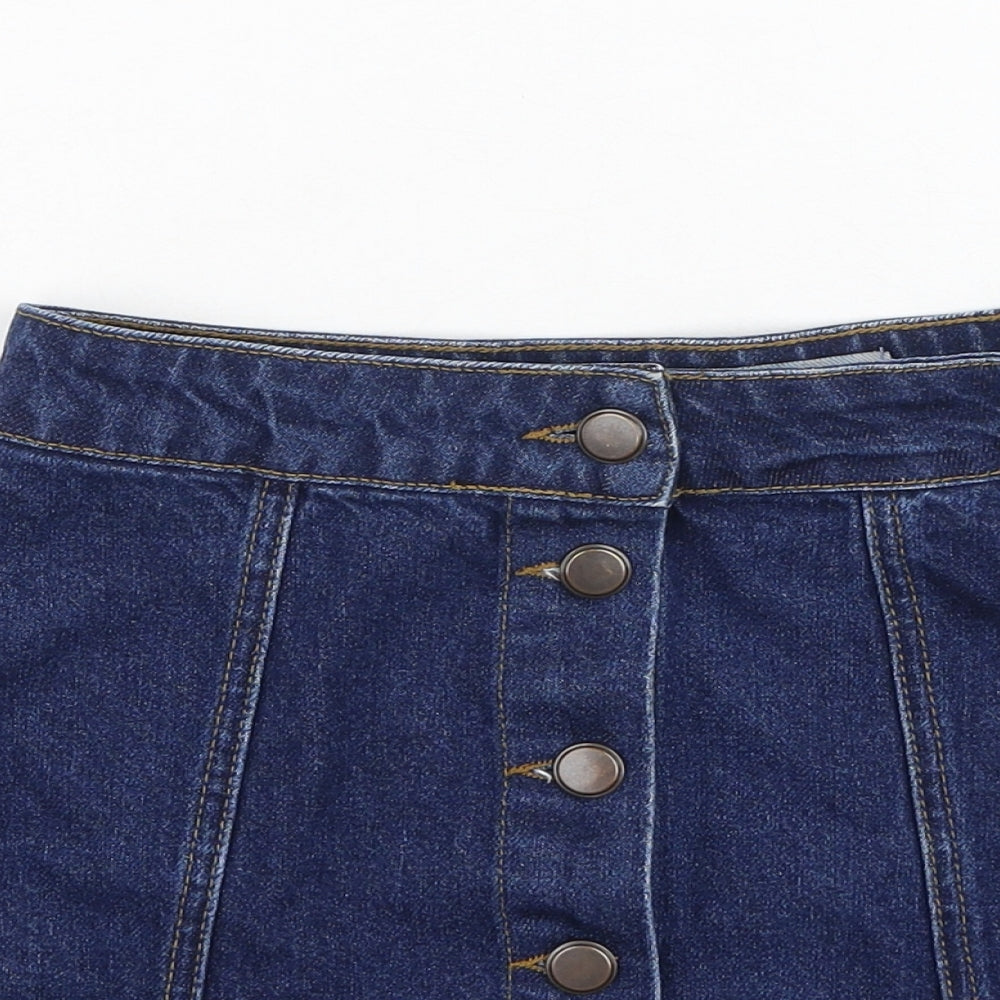 New Look Womens Blue  Cotton Mini Skirt Size 6