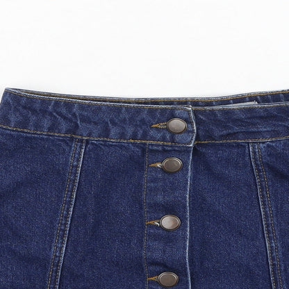 New Look Womens Blue  Cotton Mini Skirt Size 6