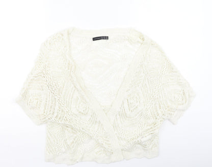 Primark Womens Ivory Round Neck  Acrylic Cardigan Jumper Size S