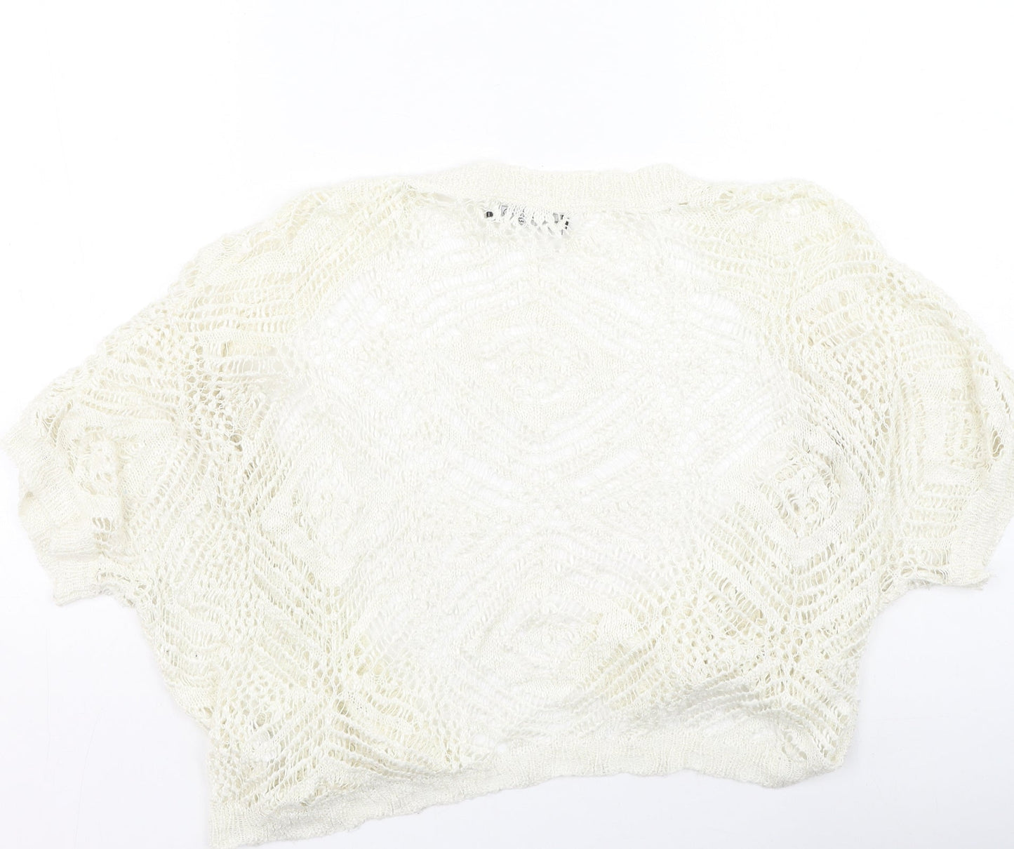 Primark Womens Ivory Round Neck  Acrylic Cardigan Jumper Size S