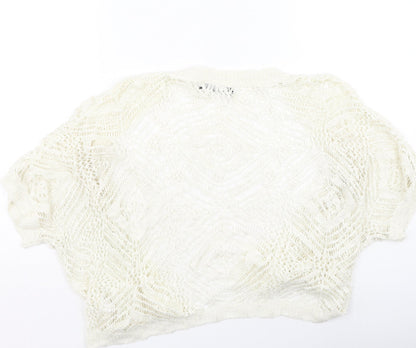 Primark Womens Ivory Round Neck  Acrylic Cardigan Jumper Size S