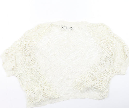 Primark Womens Ivory Round Neck  Acrylic Cardigan Jumper Size S