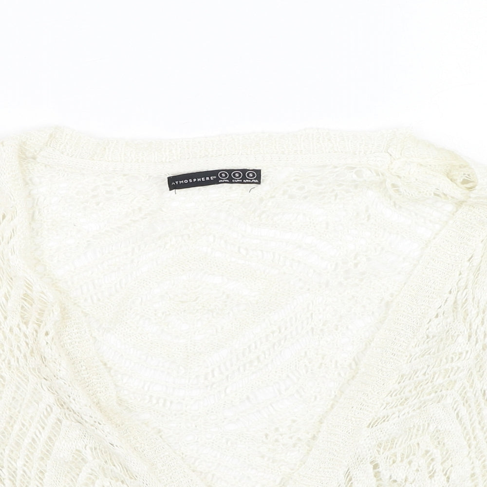 Primark Womens Ivory Round Neck  Acrylic Cardigan Jumper Size S
