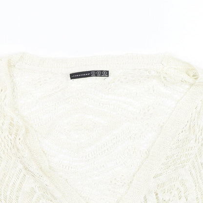 Primark Womens Ivory Round Neck  Acrylic Cardigan Jumper Size S
