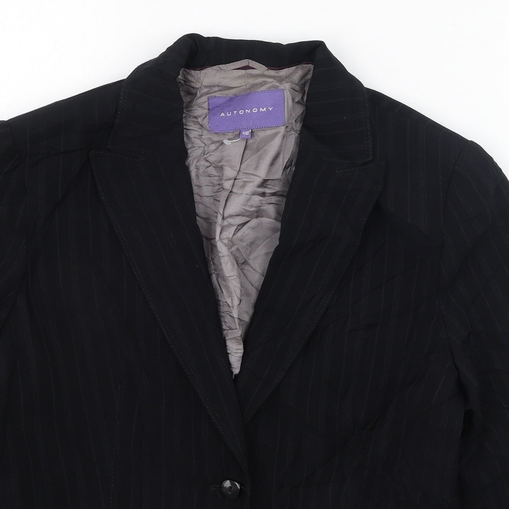 Autonomy Womens Black Striped  Jacket  Size 12