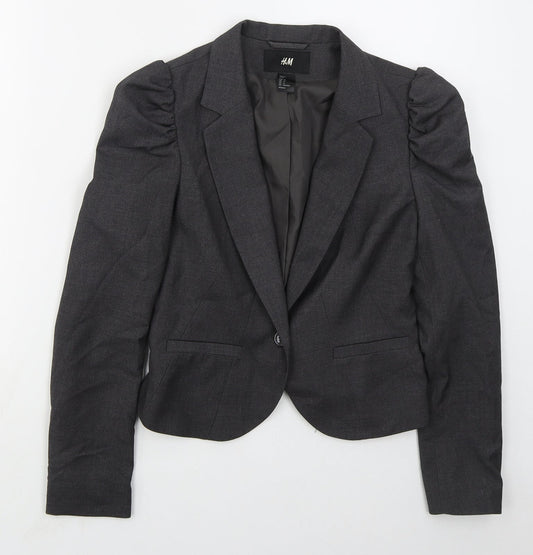 H&M Womens Grey  Polyester Jacket Suit Jacket Size 8
