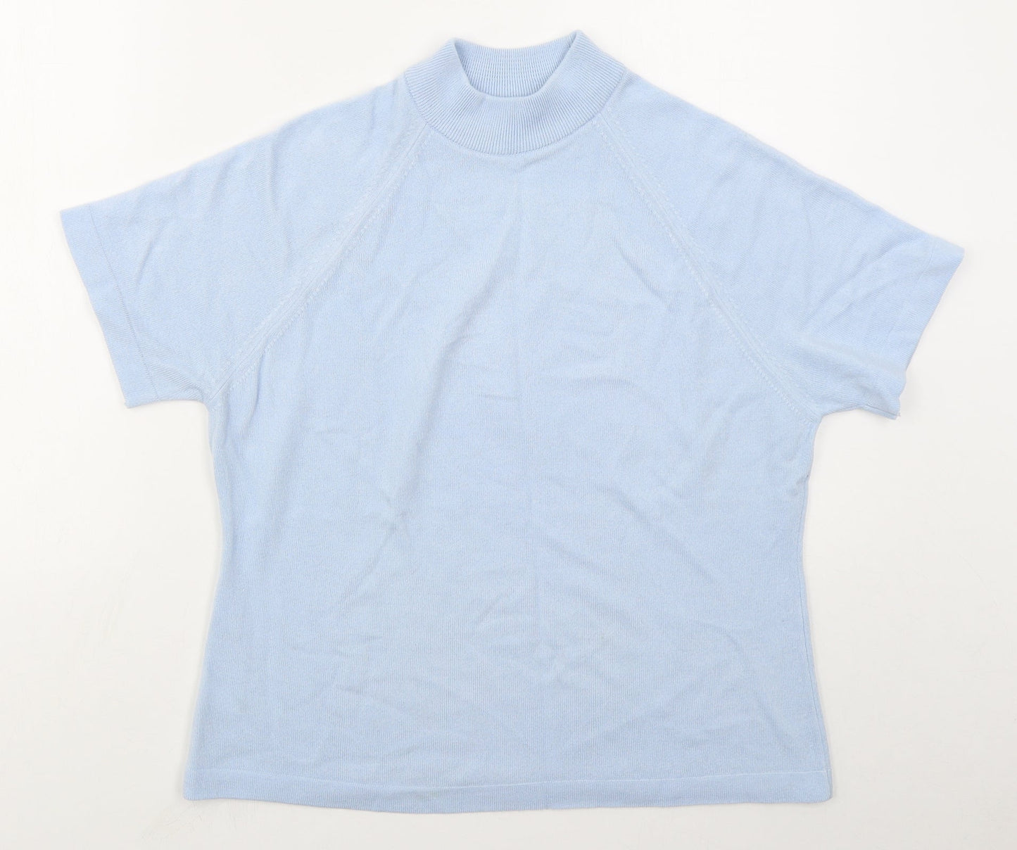 George Womens Blue Mock Neck  Acrylic Pullover Jumper Size 16