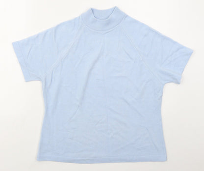 George Womens Blue Mock Neck  Acrylic Pullover Jumper Size 16