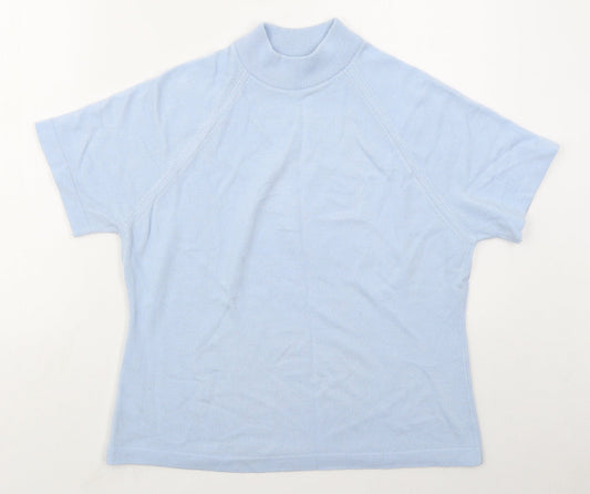 George Womens Blue Mock Neck  Acrylic Pullover Jumper Size 16