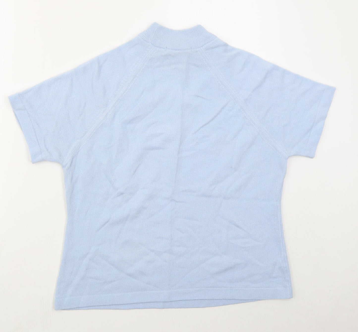 George Womens Blue Mock Neck  Acrylic Pullover Jumper Size 16