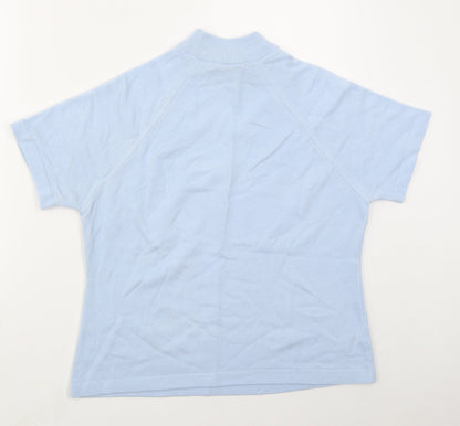 George Womens Blue Mock Neck  Acrylic Pullover Jumper Size 16