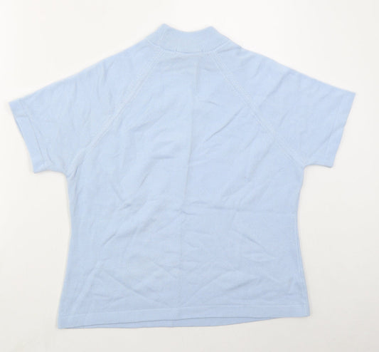 George Womens Blue Mock Neck  Acrylic Pullover Jumper Size 16